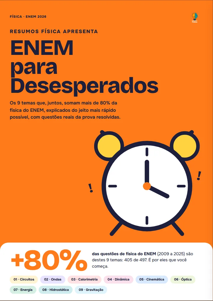 Capa do livro ENEM para Desesperados: física, com um despertador e o selo +80%